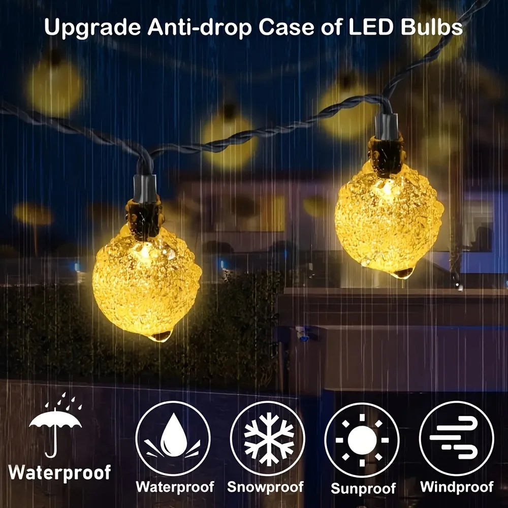 1PC Solar String Lights Outdoor Waterproof LED Bollard Garden Patio Decorative Lighting Battery Powered Pathway Fairy Lights