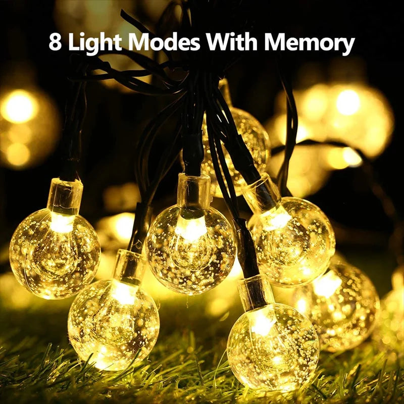 Solar Lights for Outside LED Solar String Lights Waterproof Crystal Globe Light with 8 Modes Garden Light Party Wedding Decor