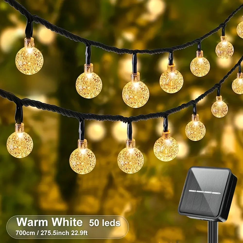 1PC Solar String Lights Outdoor Waterproof LED Bollard Garden Patio Decorative Lighting Battery Powered Pathway Fairy Lights