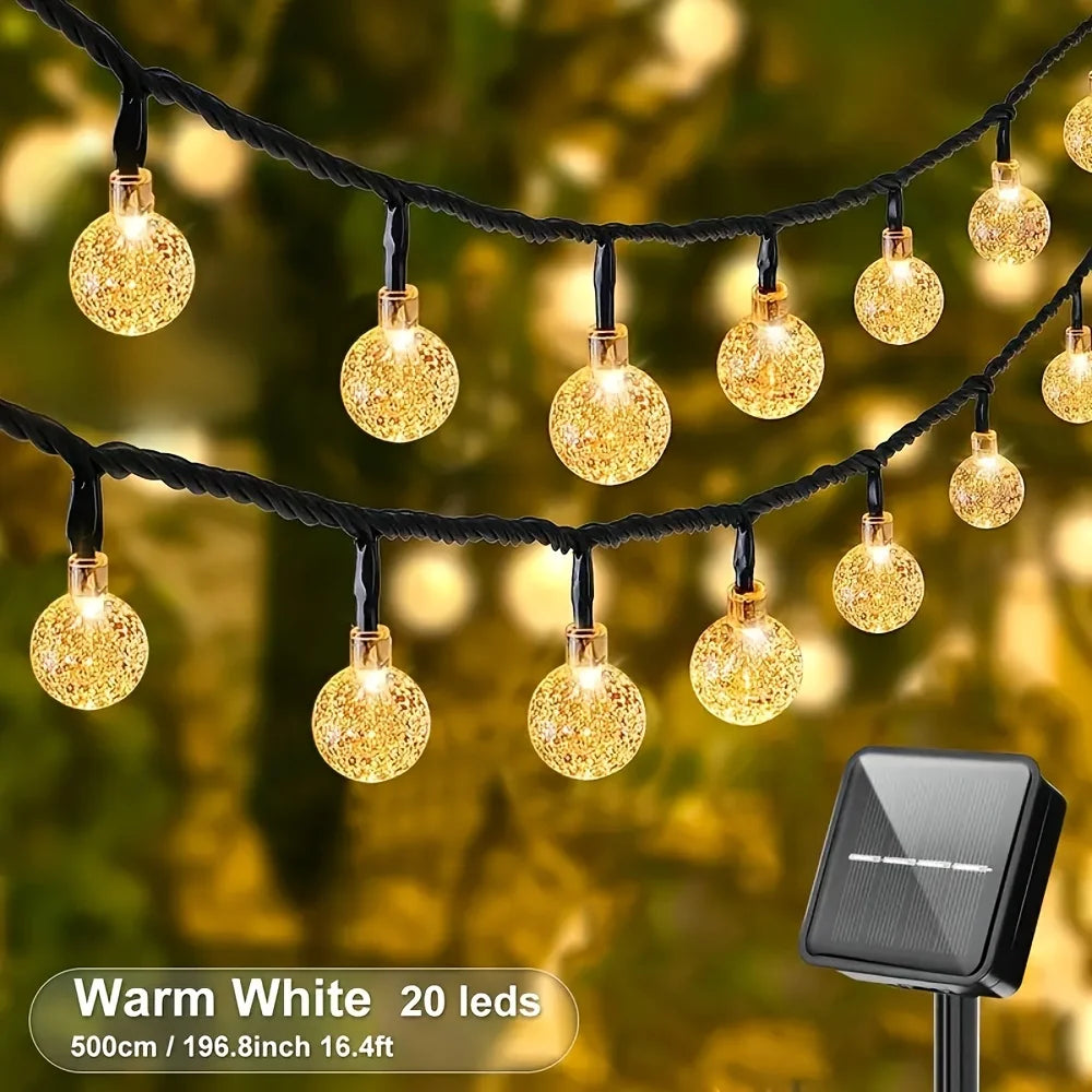 1PC Solar String Lights Outdoor Waterproof LED Bollard Garden Patio Decorative Lighting Battery Powered Pathway Fairy Lights
