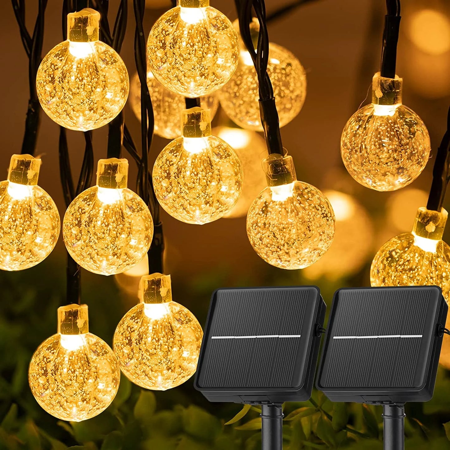 Solar Lights for Outside LED Solar String Lights Waterproof Crystal Globe Light with 8 Modes Garden Light Party Wedding Decor