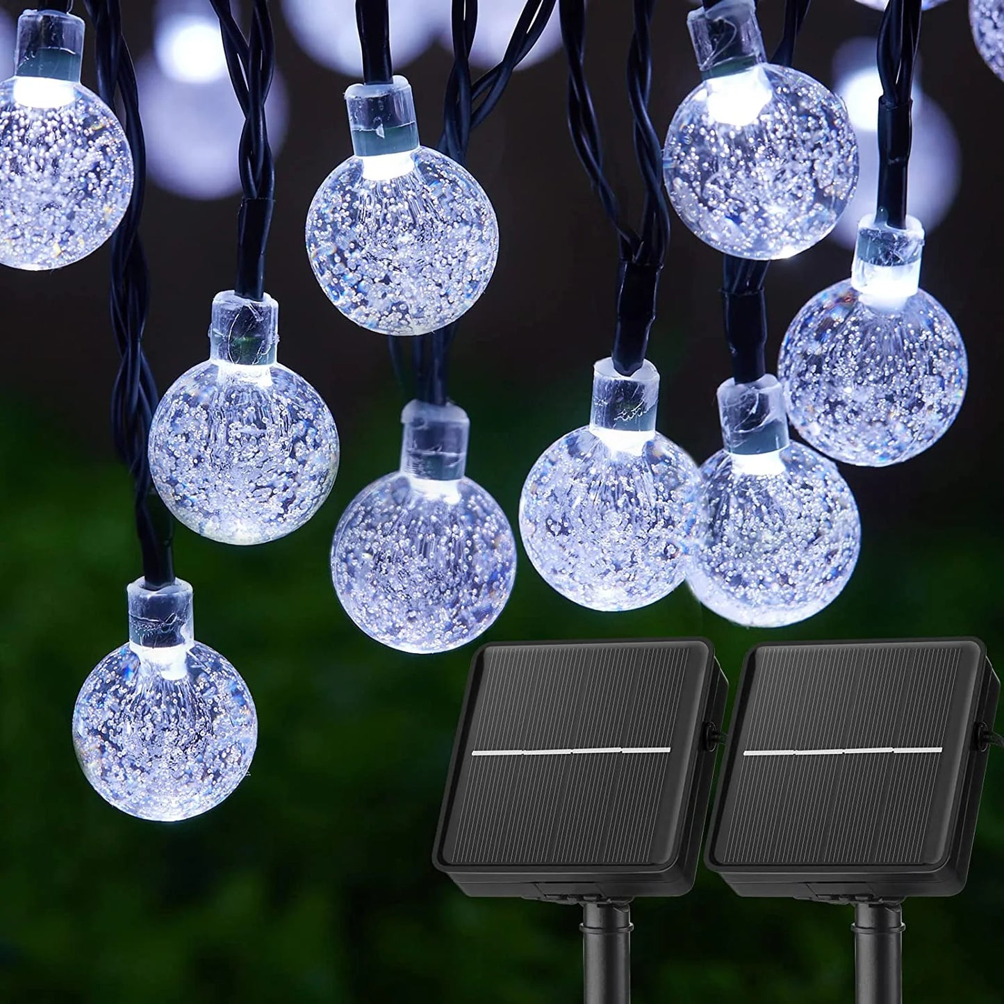 Solar Lights for Outside LED Solar String Lights Waterproof Crystal Globe Light with 8 Modes Garden Light Party Wedding Decor