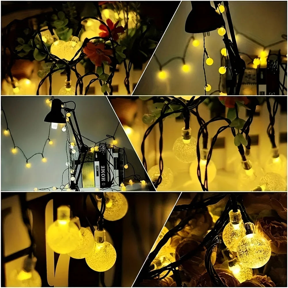 1PC Solar String Lights Outdoor Waterproof LED Bollard Garden Patio Decorative Lighting Battery Powered Pathway Fairy Lights