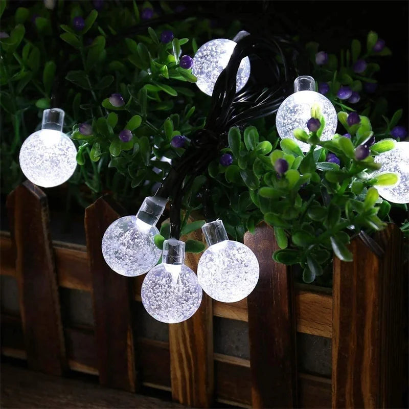 Solar Lights for Outside LED Solar String Lights Waterproof Crystal Globe Light with 8 Modes Garden Light Party Wedding Decor