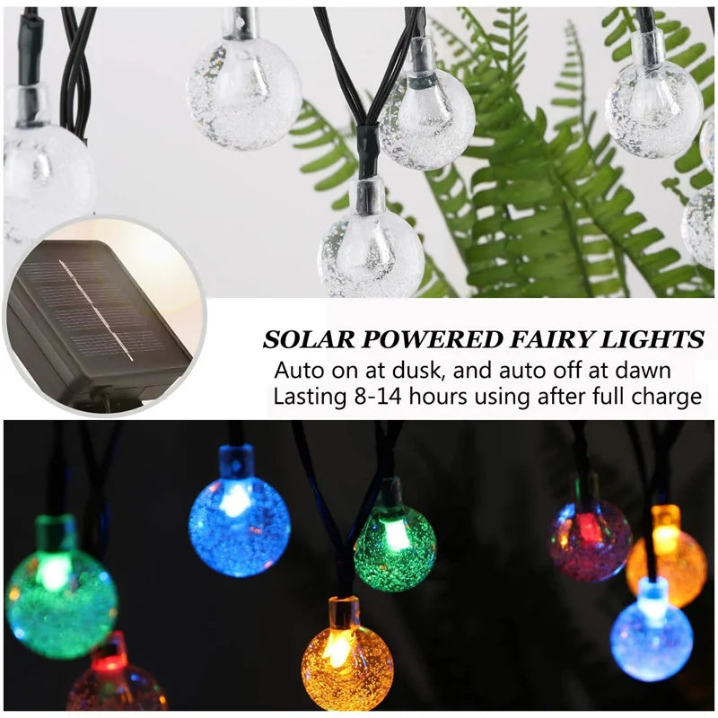 Solar Lights for Outside LED Solar String Lights Waterproof Crystal Globe Light with 8 Modes Garden Light Party Wedding Decor