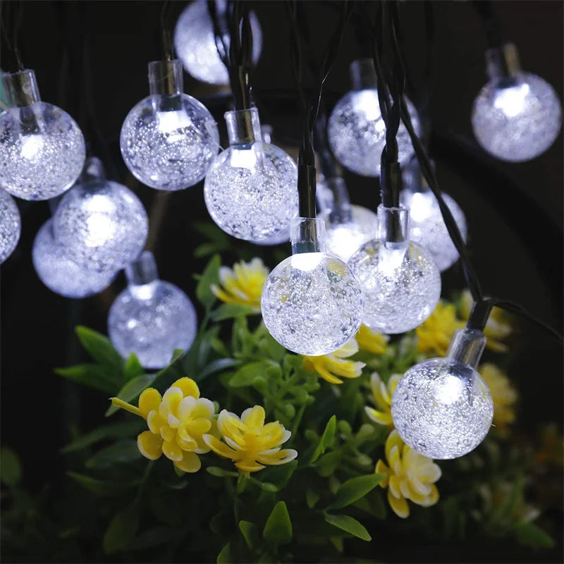Solar Lights for Outside LED Solar String Lights Waterproof Crystal Globe Light with 8 Modes Garden Light Party Wedding Decor