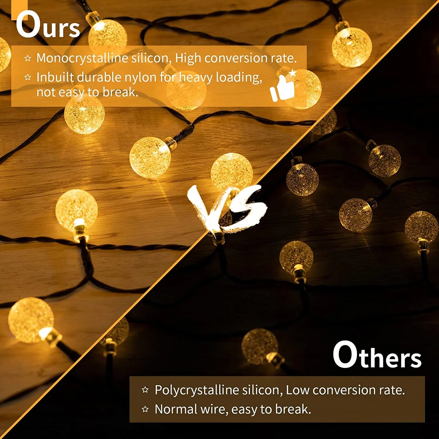 Solar Lights for Outside LED Solar String Lights Waterproof Crystal Globe Light with 8 Modes Garden Light Party Wedding Decor