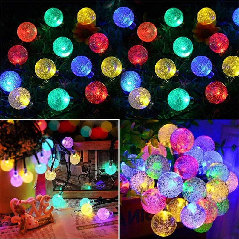 Solar Lights for Outside LED Solar String Lights Waterproof Crystal Globe Light with 8 Modes Garden Light Party Wedding Decor