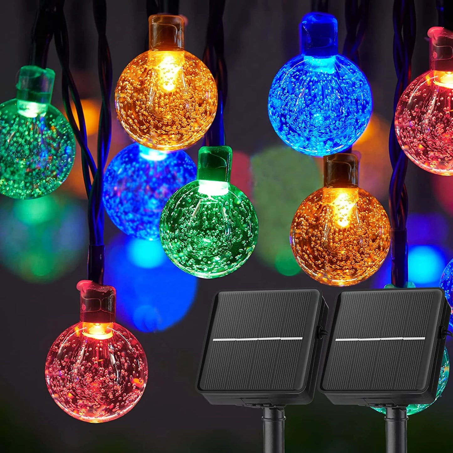 Solar Lights for Outside LED Solar String Lights Waterproof Crystal Globe Light with 8 Modes Garden Light Party Wedding Decor