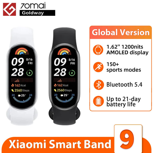 Global Version Xiaomi Smart Band 9 150+ Sports Modes Sleep Monitoring 1.62" AMOLED Display 21-day Battery Mi Wrist Sport Watch