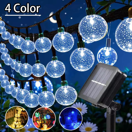 Solar Lights for Outside LED Solar String Lights Waterproof Crystal Globe Light with 8 Modes Garden Light Party Wedding Decor